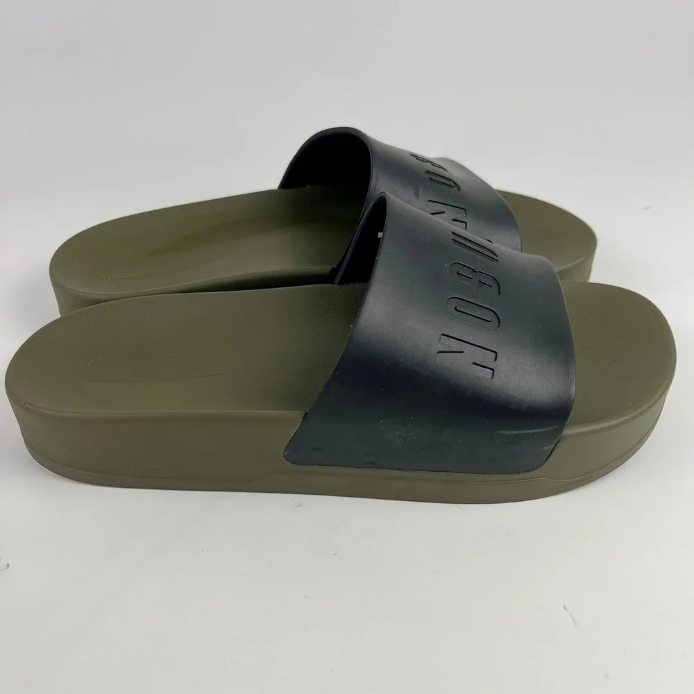 NOBULL Mens 7 Wmns 8.5 Slides Sandals Olive Green Black Athletic Recovery Shoes
